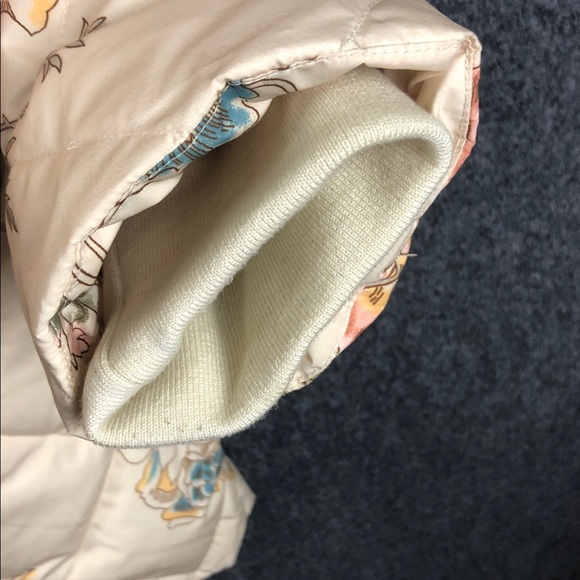 Sundance Duck Down womens L Floral Puffer Jacket with Faux Fur Hood Like new - Picture 3 of 12
